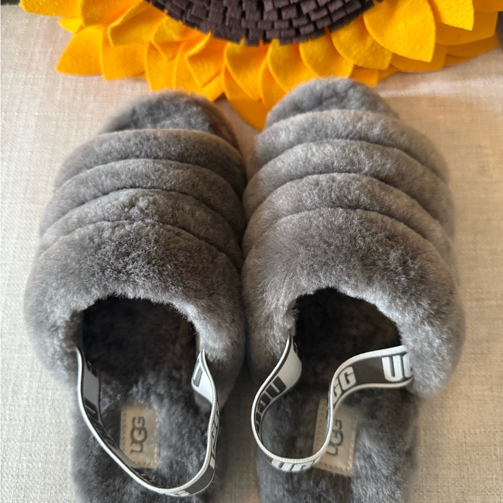 UGG Charcoal Plush Slippers